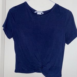 Navy Blue Crop Top with Knot in Front